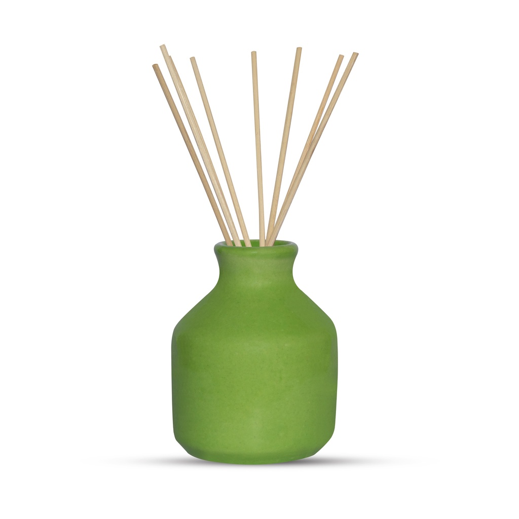 Edysian Ceramic Reed Diffuser Pot,(3.5 inch, Green) with 4 Natural Reed Sticks,3 Spiral Reed Sticks and 1 Flower Stick for Home Decor Products, Home Fragrances, Risk F