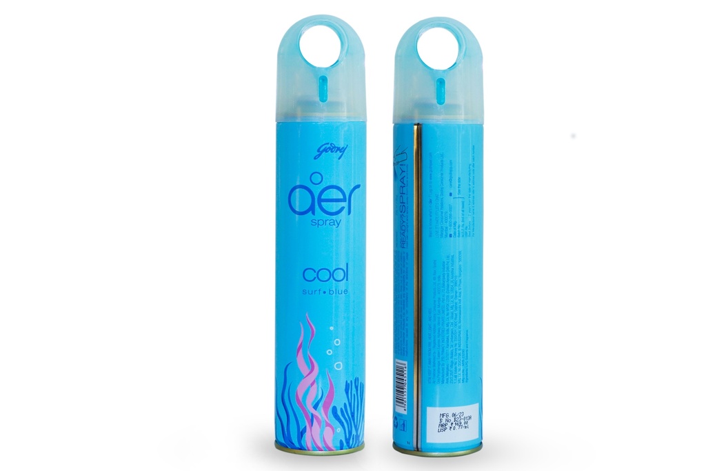 Godrej aer Spray | Room Freshener for Home & Office - Cool Surf Blue (220 ml) |Long-Lasting Fragrance