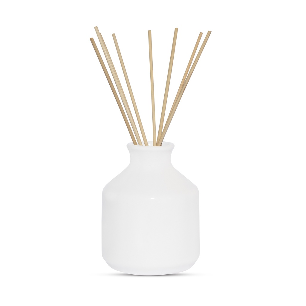 Edysian Ceramic Reed Diffuser Pot,(3.5 inch, White) with 4 Natural Reed Sticks,3 Spiral Reed Sticks and 1 Flower Stick for Home Decor Products, Home Fragrances, Risk F
