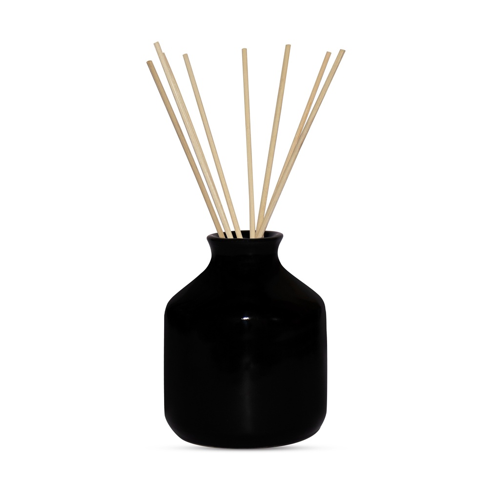 Edysian Ceramic Reed Diffuser Pot,(3.5 inch, Black) with 4 Natural Reed Sticks,3 Spiral Reed Sticks and 1 Flower Stick for Home Decor Products, Home Fragrances, Risk F