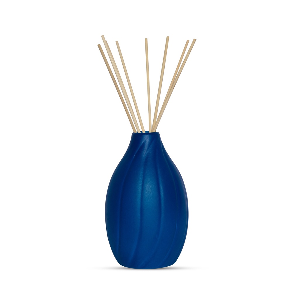 Edysian Ceramic Reed Diffuser Pot/Flower Pot (Blue, Garlic Type) for Home Fragrance with 4 Natural Reeds Sticks of 7",3 Spiral Reed Sticks and 1 Flower Stick…