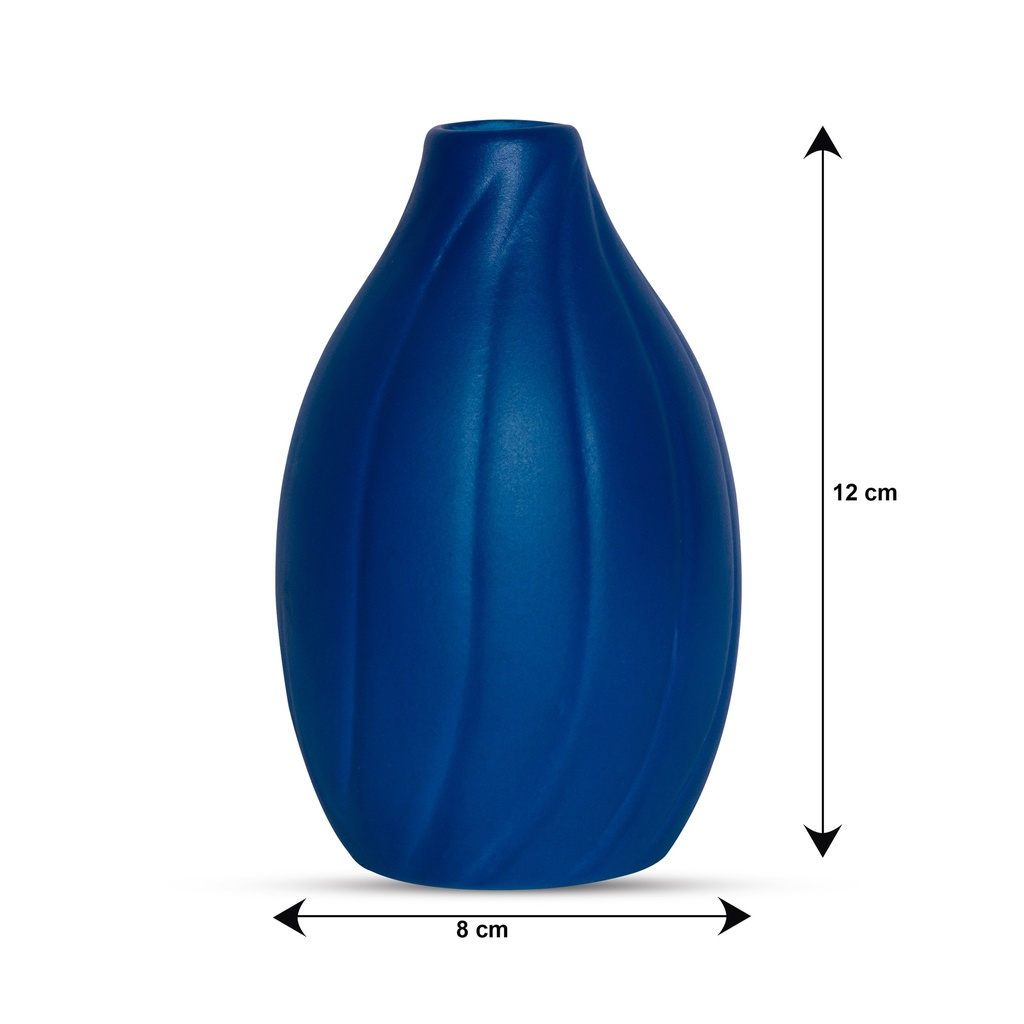 Edysian Ceramic Reed Diffuser Pot/Flower Pot (Blue, Garlic Type) for Home Fragrance with 4 Natural Reeds Sticks of 7",3 Spiral Reed Sticks and 1 Flower Stick…