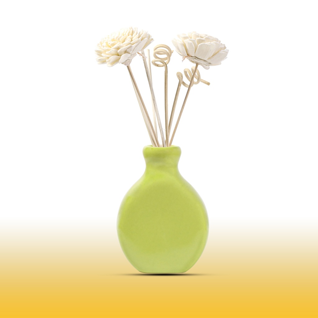 Edysian Ceramic Decorative Reed Diffuser Purple Bottle/ Vase, With Lemongrass Oil Fragrance (50 ML)