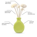 Edysian Ceramic Decorative Reed Diffuser Purple Bottle/ Vase, With Lemongrass Oil Fragrance (50 ML)