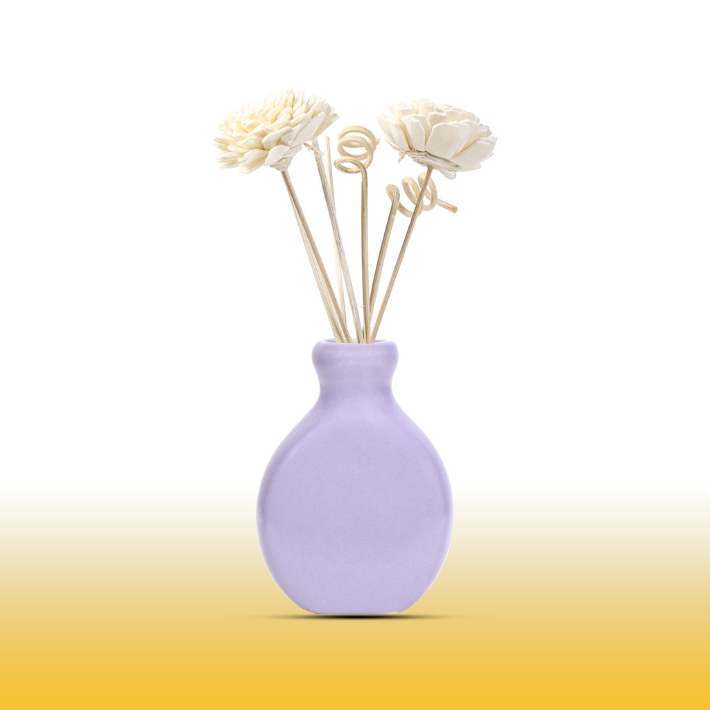 Edysian Ceramic Decorative Reed Diffuser purple Bottle/ Vase, With Lemongrass Oil Fragrance (50 ML)