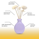 Edysian Ceramic Decorative Reed Diffuser purple Bottle/ Vase, With Lemongrass Oil Fragrance (50 ML)