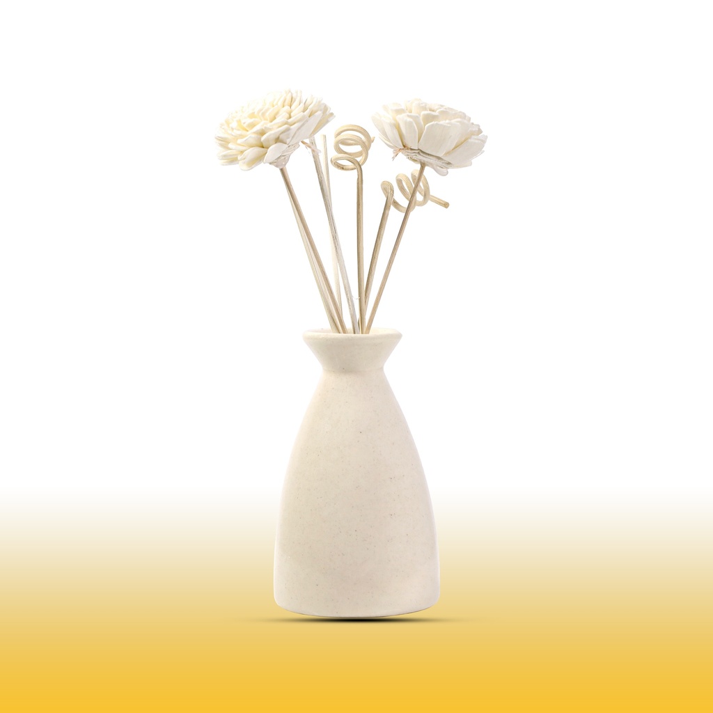 Edysian Ceramic Decorative Reed Diffuser Bottle/ Vase, With Lemongrass Oil Fragrance (50 ML)