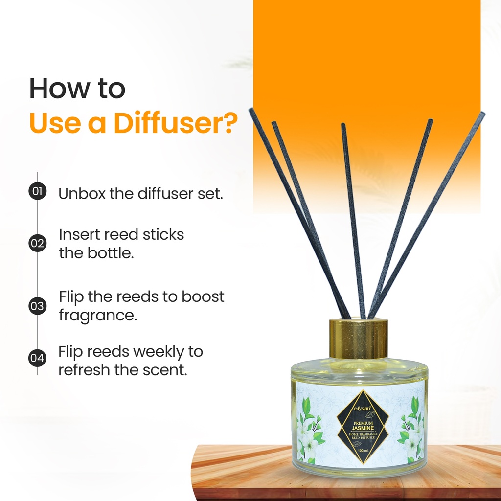 Glass Reed Diffuser Set, With Jasmine Oil Fragrance