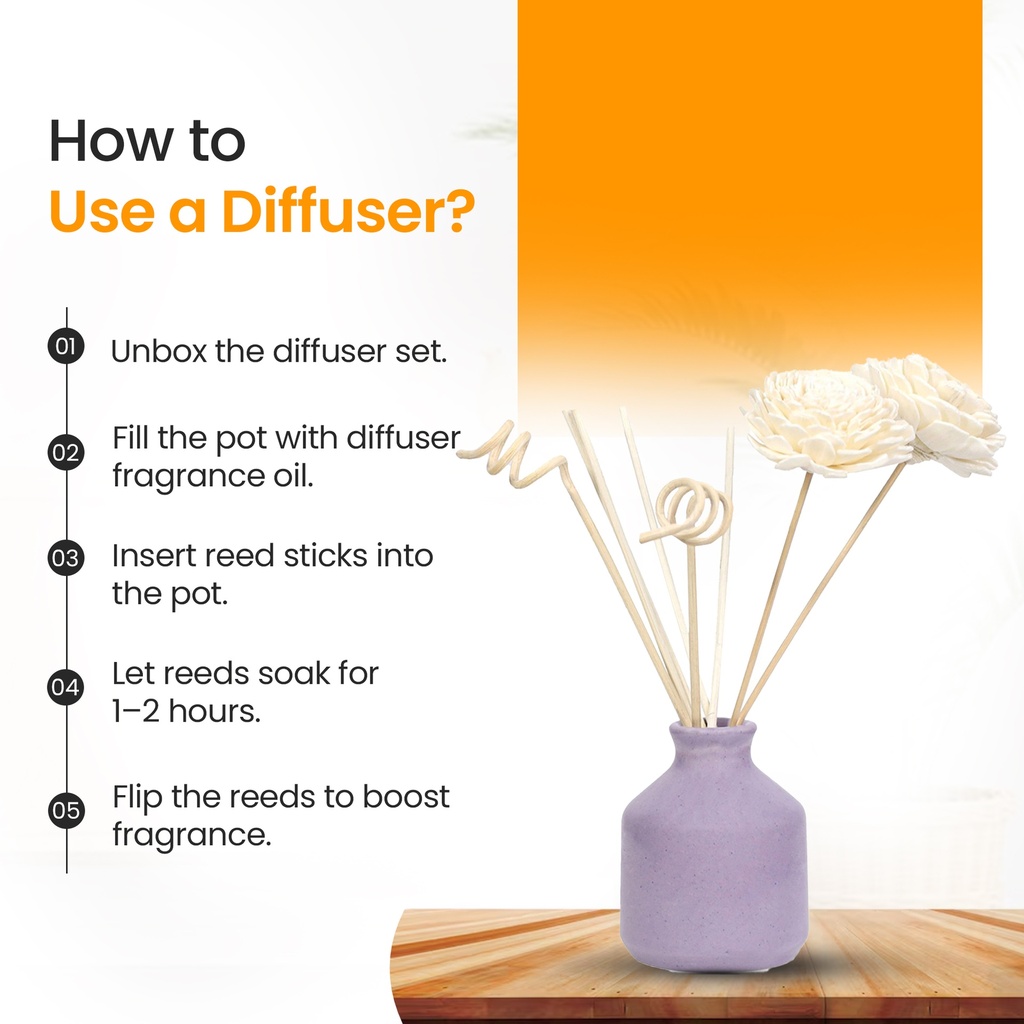 Purple Ceramic Reed Diffuser Set -  Round