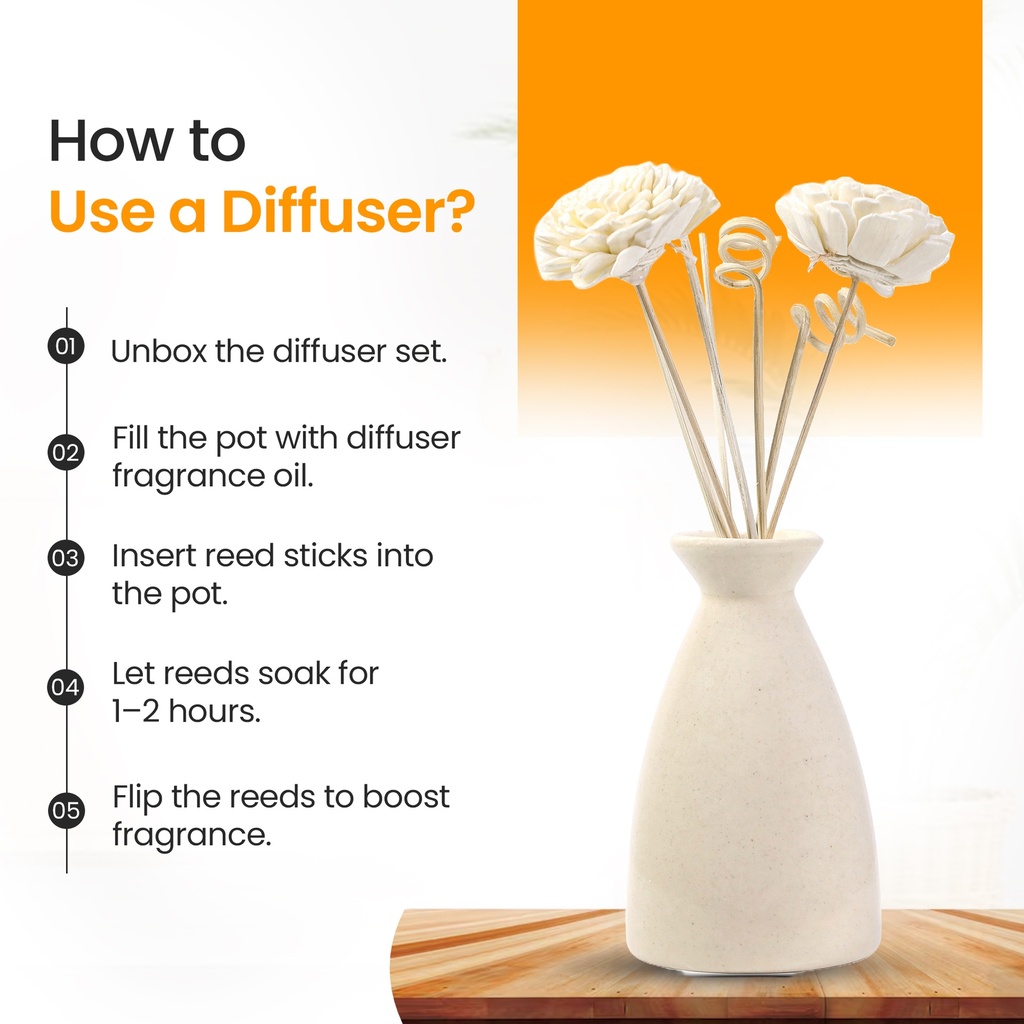 Off White Ceramic Reed Diffuser Set -  Ivory