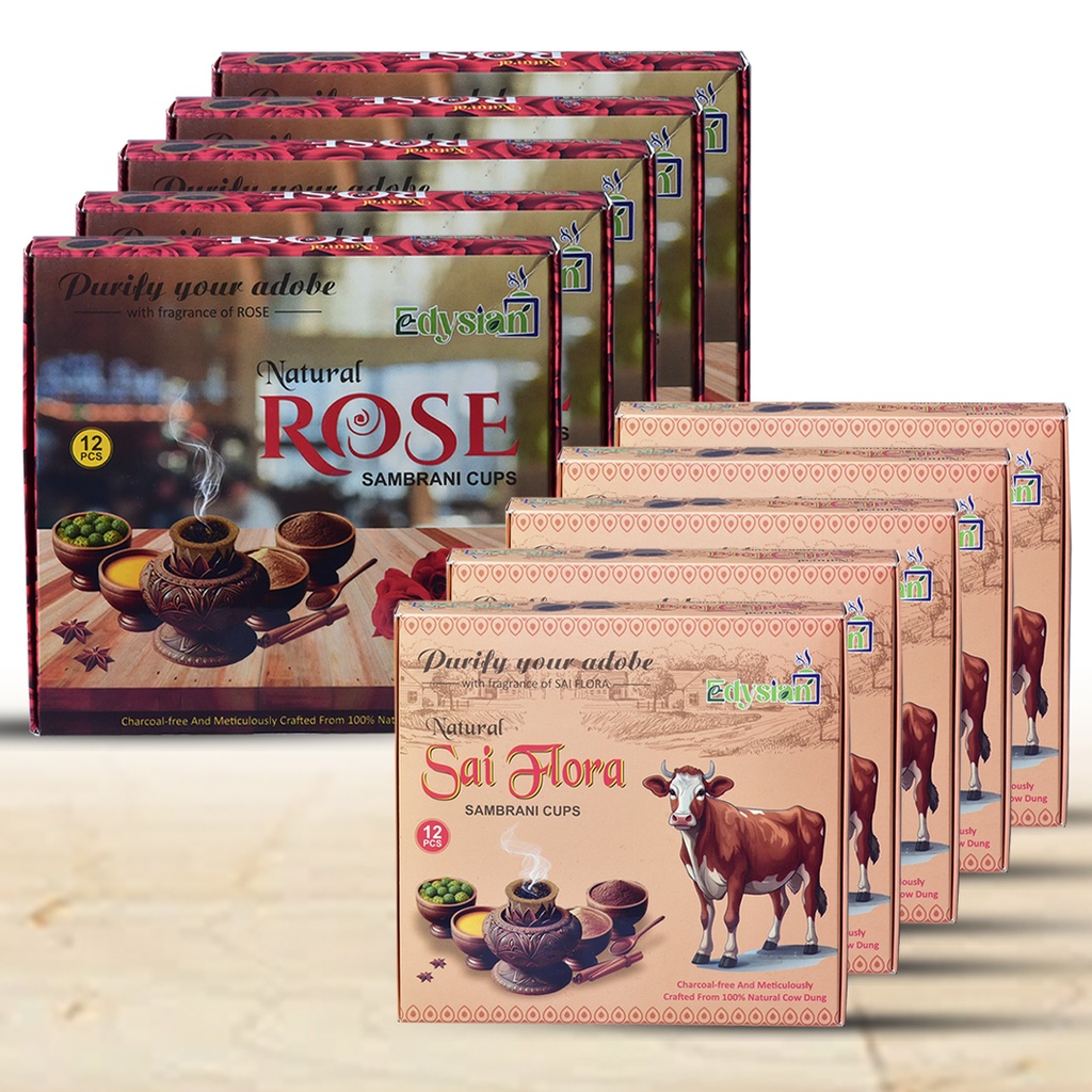 Sai Flora & Rose Sambrani Dhoop Cups Combo Pack