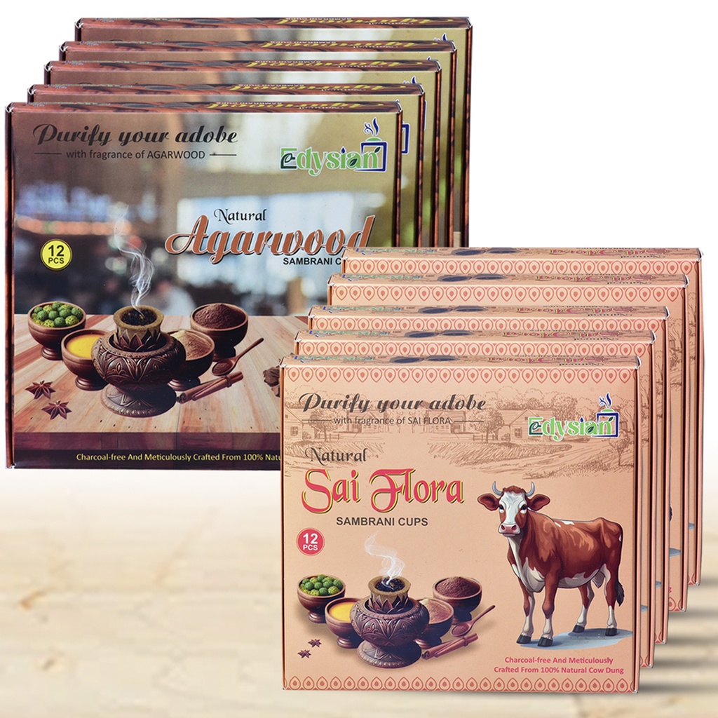  Sai Flora & Agarwood Sambrani Dhoop Cups Combo Pack