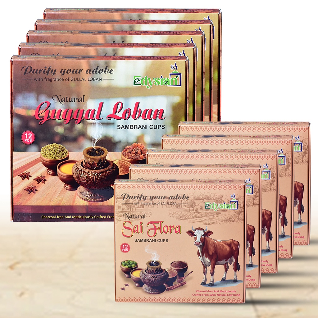  Sai Flora & Guggal Loban Sambrani Dhoop Cups Combo Pack