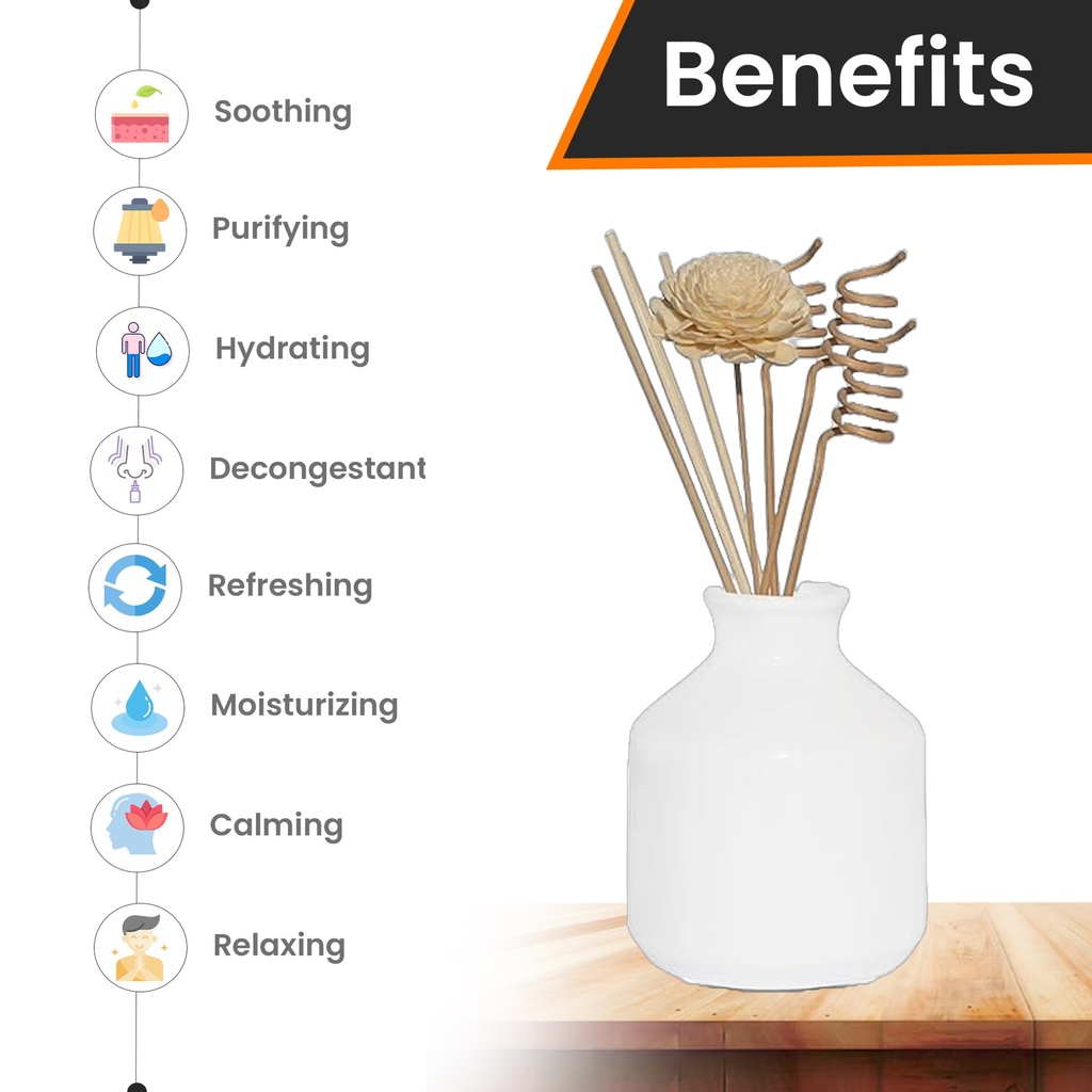 White Ceramic Reed Diffuser Set -  Round