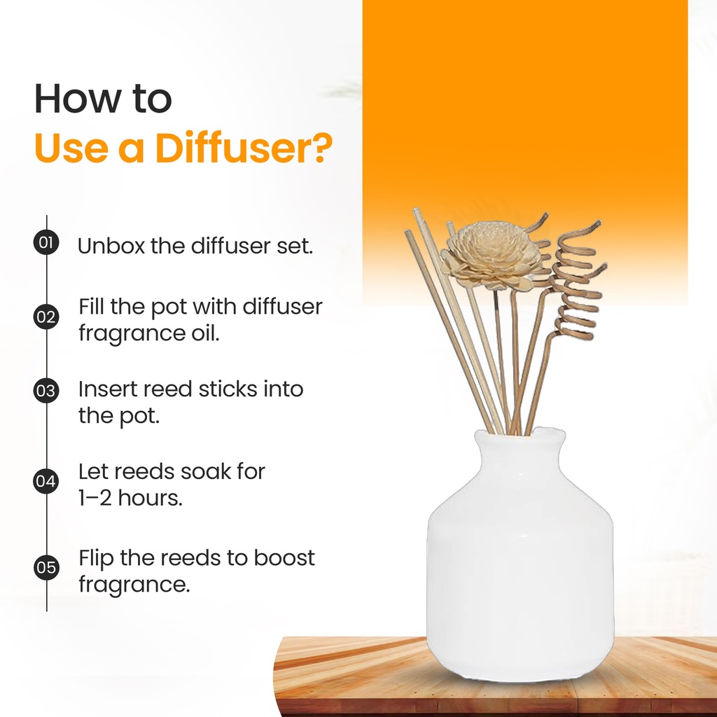 White Ceramic Reed Diffuser Set -  Round