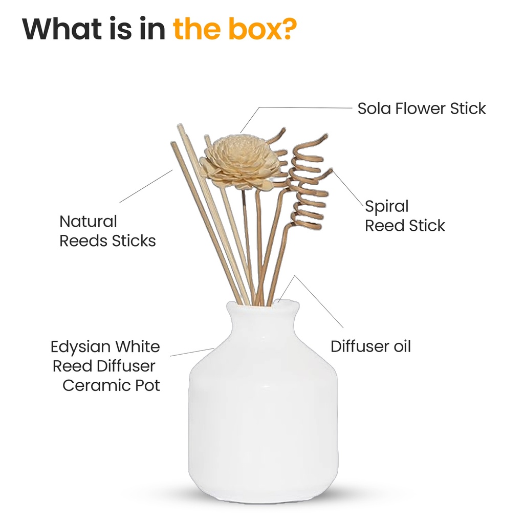 White Ceramic Reed Diffuser Set -  Round