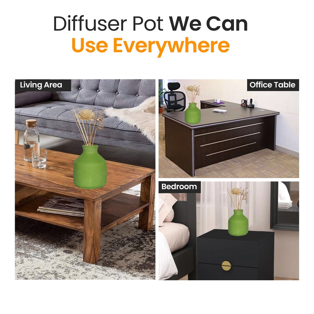 Green Ceramic Reed Diffuser Set -  Round