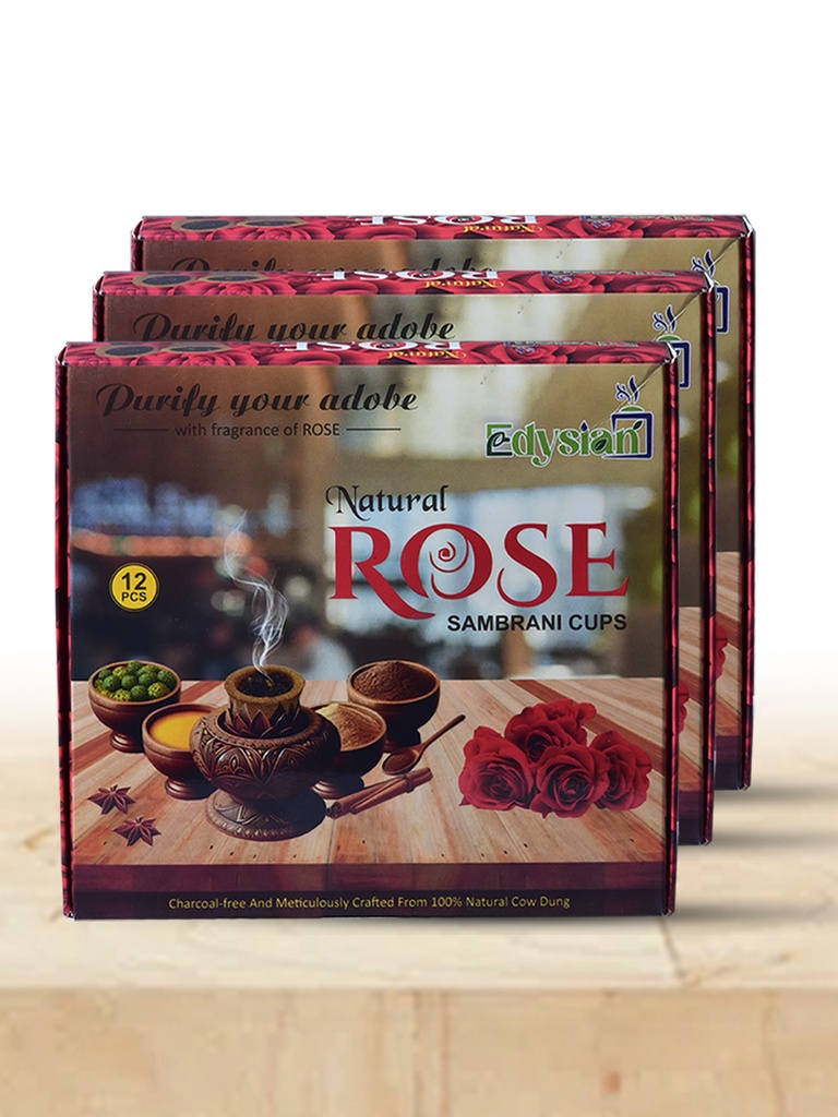 Natural Rose Sambrani Dhoop Cups