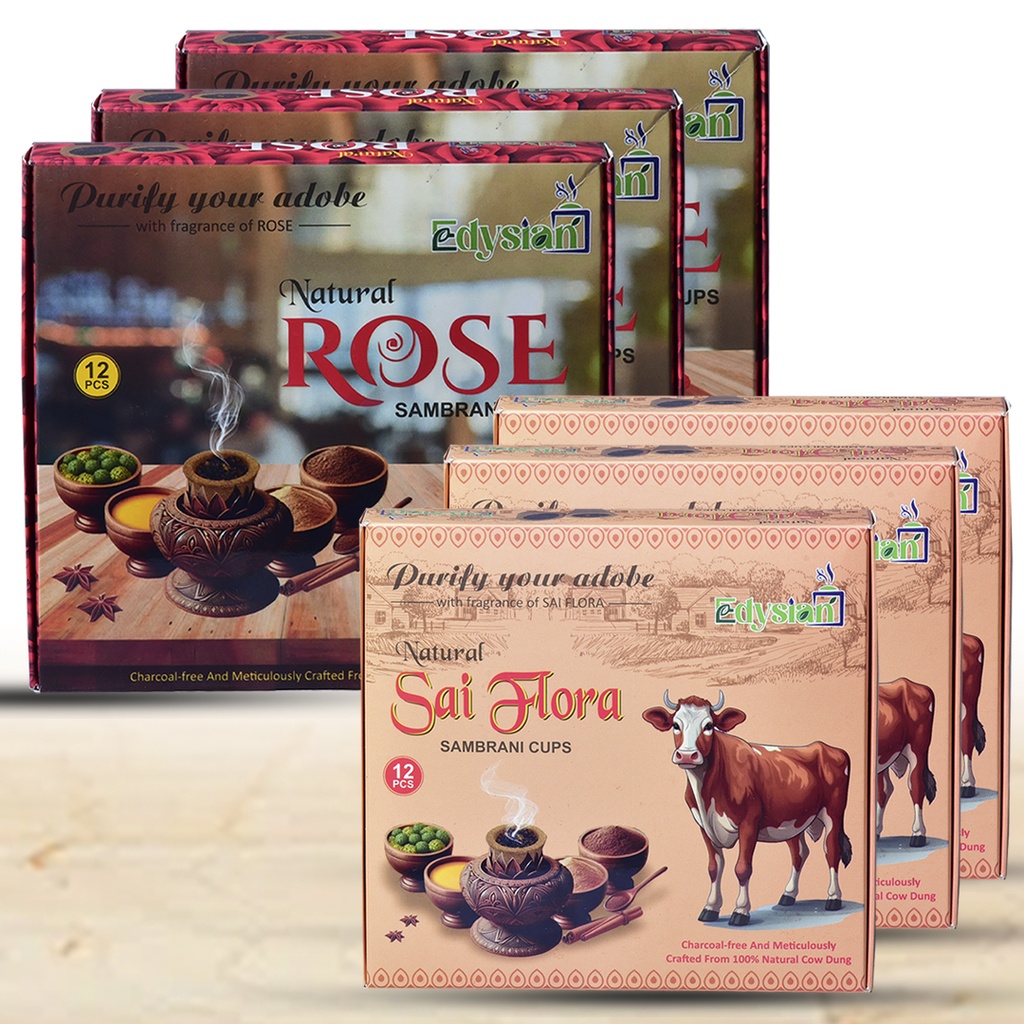 Sai Flora & Rose Sambrani Dhoop Cups Combo Pack