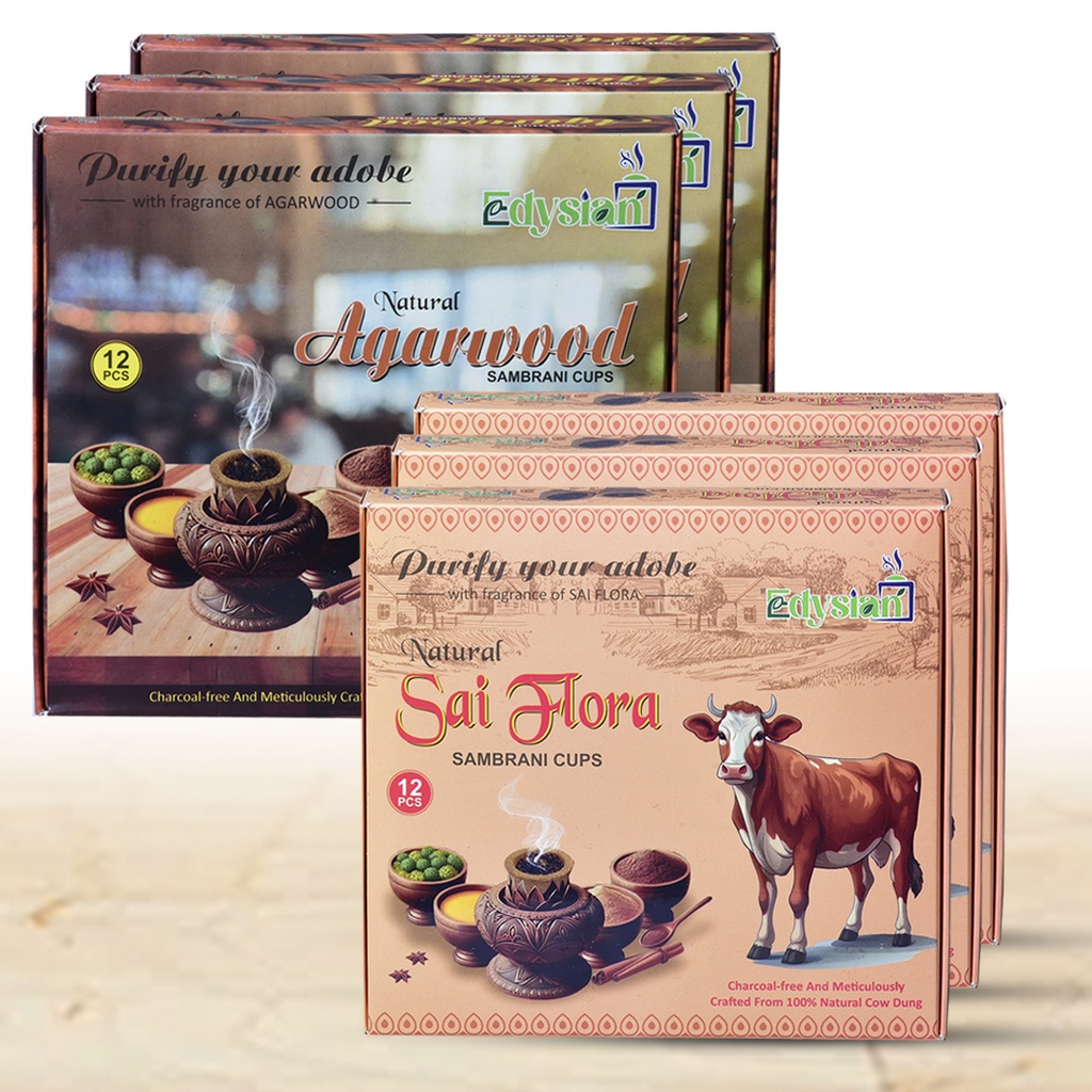 Sai Flora & Agarwood Sambrani Dhoop Cups Combo Pack